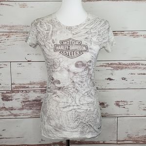 Harley-Davidson Tee T-shirt Burnout Skull Logo M